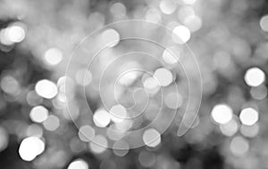 Background of defocus bokeh lights in black and white