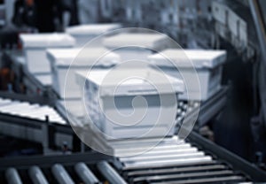 Background defocused blurred image of logistics warehouse