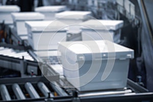 Background defocused blurred image of logistics warehouse