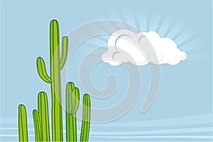 Background of desert sky with cloud and cactus