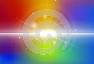 Background design with beam light on rainbow background