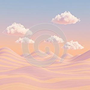 3d colorful mountains and clouds background photo
