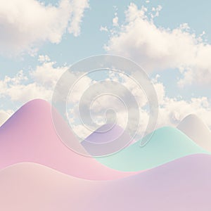 3d colorful mountains and clouds background photo