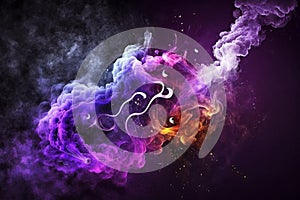 Background design of decorative shapes,fractal elements on the subject of design, imagination and creativity music notes.