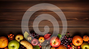Background design, Fall Harvest Feast: Fruits and Vegetables in Thanksgiving Cornucopia