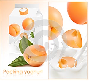 Background for design of packing yogurt with photo