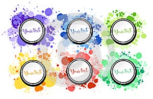 Background design with watercolor splash in many colors on white background