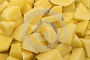 A background of diced raw potatoes