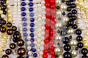 Background of different beads necklaces