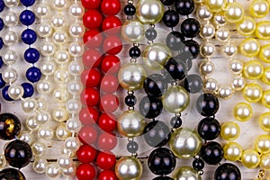 Background of different beads necklaces