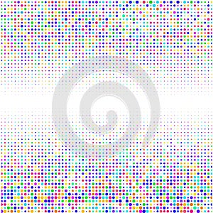 Background of different colored dots of different sizes located in different density on white.