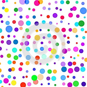 The background of different colored dots of variable sizes, located of different density on white.