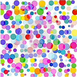 The background of different colored dots of variable sizes, located of different density on white.