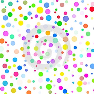 The background of different colored dots of variable sizes, located of different density on white.