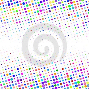 The background of different colored dots of variable sizes, located of different density on white.