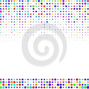 The background of different colored dots of variable sizes, located of different density on white.