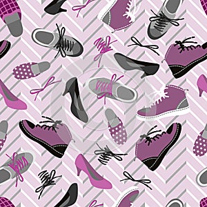 Background of different shoes seamless vector background