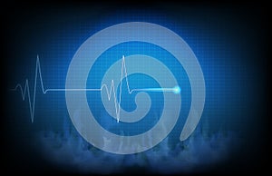 background of digital ECG heartbeat pulse line wave monitor