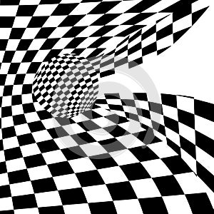 Background with a distorted checkerboard