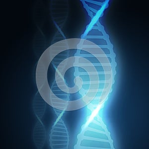 Background of the DNA molecule. to design websites pharmacies, laboratories, hospitals, clinics. Blue color photo