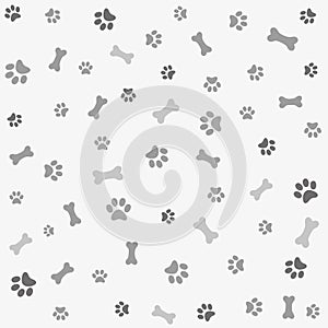 Background with dog paw print and bone