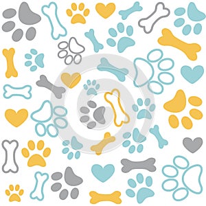 Background with dog paw print and bone photo