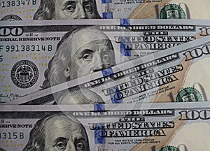 Background of 100 dollar bills. Business concept photo