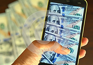 Background dollars money take picture smartphone