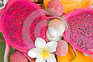 Background with dragonfruit photo