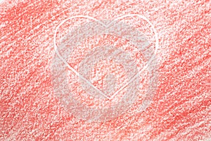 Background drawn in pencil on a sheet of paper. Red color and big heart in the middle.