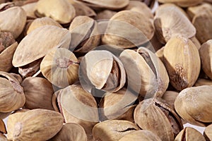 Background of dried pistachios close up