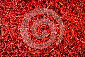 Background dried red chili peppers texture for restaurants and market