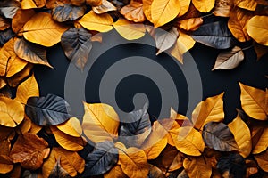 Background of dry clean autumn leaves, dry leaves on a black background.