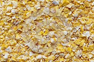 Background of dry flaked corn.