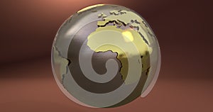 A background with the Earth planet made in gold, which shows the Africa continent.