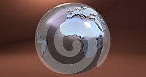 A background with the Earth planet made in metal, which shows the Africa continent.