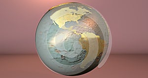A background with the Earth planet made in rusty material, which shows the American continent.