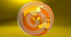 A background with the Earth planet in yellow color, which shows Australia and Asia continents.