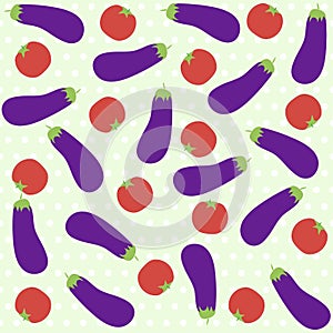 Background with egg plant and tomato