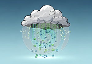 Background, emitting green binary code that streams downward