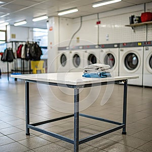 Background with Empty Table in Laundry Room