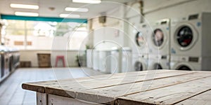 Background with Empty Table in Laundry Room