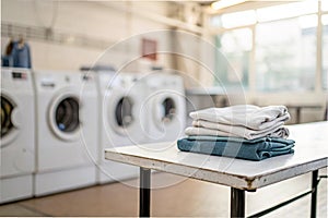 Background with Empty Table in Laundry Room
