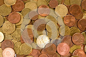 Background of euro coins isolated