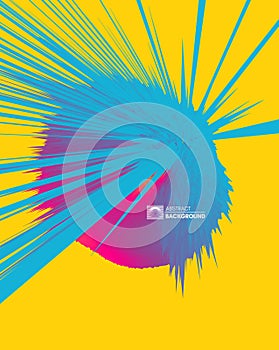 Background with exploding rays. Abstract vector illustration with dynamic effect. Cover design template.