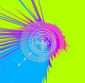 Background with exploding rays. Abstract vector illustration with dynamic effect. Cover design template.
