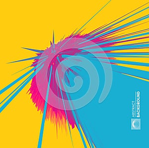 Background with exploding rays. Abstract vector illustration with dynamic effect. Cover design template.