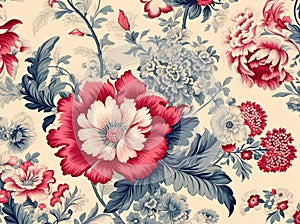 Flower retro decorative pattern art wallpaper background fabric design textured nature background floral vintage