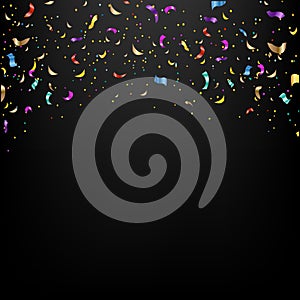 Background With Falling Confetti Black Background