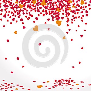 Background with falling hearts in red